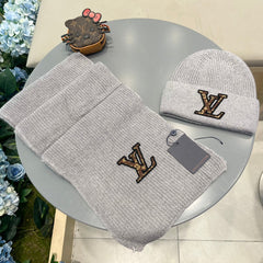 SET CLASSIC SCARF AND HAT IN GRAY WOOL 414787