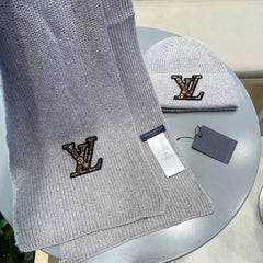 SET CLASSIC SCARF AND HAT IN GRAY WOOL 414787