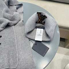 SET CLASSIC SCARF AND HAT IN GRAY WOOL 414787
