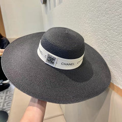 WIDE BRIM STRAW HAT BLACK 672709