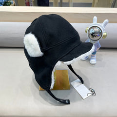 TRAPPER HAT IN BLACK SUEDE AND FLEECE 417777