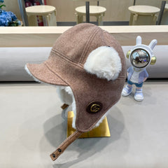 TRAPPER HAT IN MEDIUM BROWN SUEDE AND FLEECE 417778