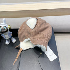 TRAPPER HAT IN MEDIUM BROWN SUEDE AND FLEECE 417778