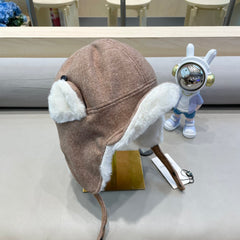 TRAPPER HAT IN MEDIUM BROWN SUEDE AND FLEECE 417778