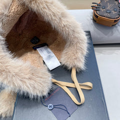 BEANIE HAT IN BROWN WOOL AND COTTON 419745