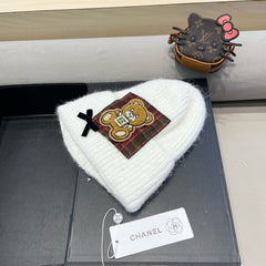 BEANIE HAT IN WHITE WOOL WITH BOW 421253
