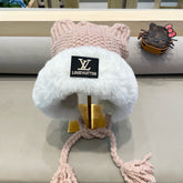 KNITTED BEANIE HAT IN LIGHT PINK WOOL WITH JAPANESE CAT EARS 421258