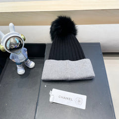 BEANIE HAT IN BLACK MIX LIGHT GRAY WOOL 421050