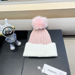 BEANIE HAT IN BABY PINK MIX WHITE WOOL 421051
