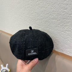 BERET HAT IN BLACK WOOL TWEED 422554