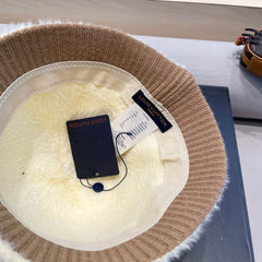 BUCKET HAT IN CREAM BEIGE RABBIT FUR 426225