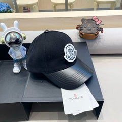 WOOL-TWEED AND LEATHER BASEBALL CAP BLACK 428237