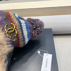 FLUFFY KNIT HAT WITH PLUSH LINING COLORFUL 428156