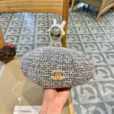 BERET HAT IN BLACK MIX WHITE WOOL TWEED 430011