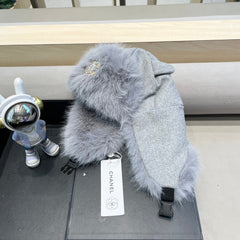 TRAPPER HAT IN SHARK GRAY SUEDE AND LAMB FUR 429973