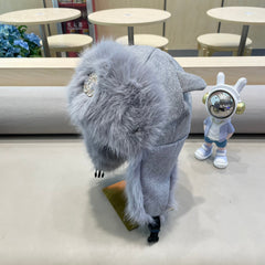 TRAPPER HAT IN SHARK GRAY SUEDE AND LAMB FUR 429973