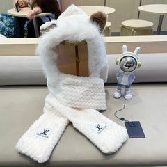 BEANIE HAT IN WHITE WOOL AND LAMB FUR 435076