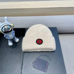 BEANIE HAT IN BEIGE WOOL AND RABBIT FUR 433474