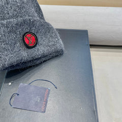 BEANIE HAT IN GRAY WOOL AND RABBIT FUR 433477