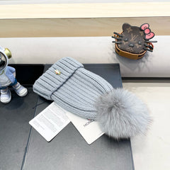 WOOL BEANIE WITH POM POM LIGHT GRAY 435050