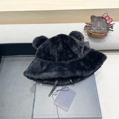 BUCKET HAT IN BLACK WOOL AND LAMB FUR 434939