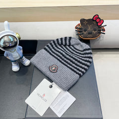 BEANIE HAT IN STELL GRAY MIX BLACK CASHMERE 436732