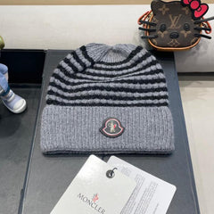 BEANIE HAT IN STELL GRAY MIX BLACK CASHMERE 436732