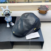 BAKER BOY HAT IN BLACK LEATHER 436766