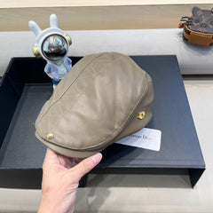 BAKER BOY HAT IN GRAYISH BROWN LEATHER 436767