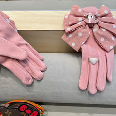 GLOVES IN ROSE PINK MIX WHITE WOOL 454574