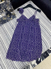 CHANEL DARK PURPLE SILK CAMELLIA DRESS WITH PEARL DETAILS