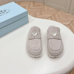 PRA SABOTS MULES LIGHT GRAY SUEDE