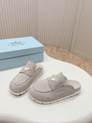 PRA SABOTS MULES LIGHT GRAY SUEDE