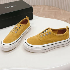 Double C Platform Biscuit Shoes Fabric Amber Yellow