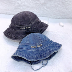 MM NEW DENIM BUCKET HAT RHINESTONE LOGO