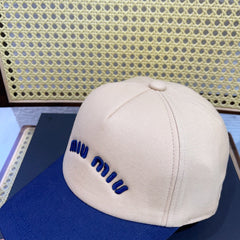 MM BASEBALL CAP IN LIGHT BEIGE AND NAVY BLUE FABRIC WITH LOGO EMBROIDERY