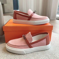 GAME SLIP-ON SNEAKER LIGHT PINK FABRIC AND CALFSKIN