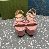 GG HORSEBIT FLATFORM SANDAL LIGHT PINK CALFSKIN
