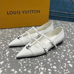 POINTED FLAT SHOES IN WHITE CALFSKIN