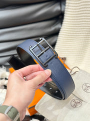 HM HADRIEN 38MM REVERSIBLE BELT NAVY BLUE AND BLACK LEATHER BLACK BUCKLE