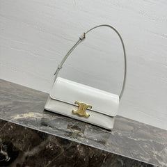 CELINE 25S TRIOMPHE BAG 24 IN WHITE SHINY CALFSKIN