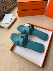 0RAN SANDALS IN SAPPHIRE BLUE CALFSKIN