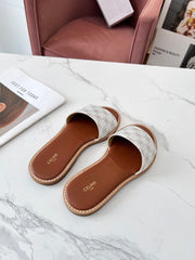 LYMPIA MULE WHITE CANVAS EMBROIDERED LOGO