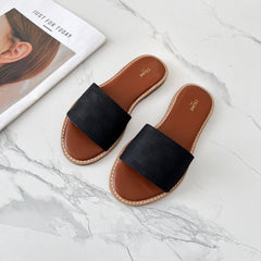 LYMPIA MULE BLACK CANVAS EMBROIDERED LOGO