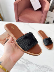 LYMPIA MULE BLACK RAFFIA AND WOOL