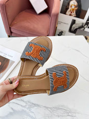 LYMPIA MULE BLACK MIX WHITE CANVAS WOOL LOGO