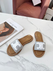 LYMPIA MULE JUMBO GREY MIX WHITE CANVAS WOOL LOGO