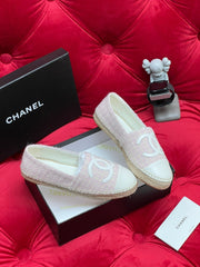 WOVEN LOAFERS IN LIGHT PINK FABRIC