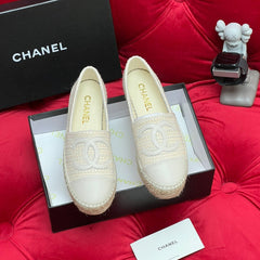 WOVEN LOAFERS IN WHITE BEIGE FABRIC