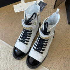 ALPHABET MARTIN BOOTS IN WHITE LAMBSKIN